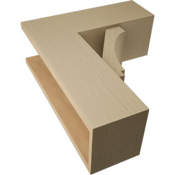 Ekena Millwork - BKTUR0756X20X24IMP05RCPR - Timberthane Faux Wood Imperial Style Bracket w/ Offset Brace, Block Ends, 7 1/2"W x 20"D x 24"H, Primed Tan
