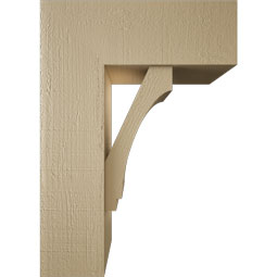 Ekena Millwork - BKTUR0756X20X28IMP05RCPR - Timberthane Faux Wood Imperial Style Bracket w/ Offset Brace, Block Ends, 7 1/2"W x 20"D x 28"H, Primed Tan