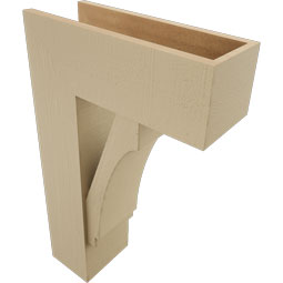Ekena Millwork - BKTUR0756X20X32IMP05RCPR - Timberthane Faux Wood Imperial Style Bracket w/ Offset Brace, Block Ends, 7 1/2"W x 20"D x 32"H, Primed Tan