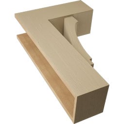 Ekena Millwork - BKTUR0756X20X32IMP05RCPR - Timberthane Faux Wood Imperial Style Bracket w/ Offset Brace, Block Ends, 7 1/2"W x 20"D x 32"H, Primed Tan