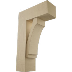 Ekena Millwork - BKTUR0756X20X32IMP05RCPR - Timberthane Faux Wood Imperial Style Bracket w/ Offset Brace, Block Ends, 7 1/2"W x 20"D x 32"H, Primed Tan