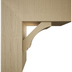 Ekena Millwork - BKTUR0756X22X22IMP05RCPR - Timberthane Faux Wood Imperial Style Bracket w/ Offset Brace, Block Ends, 7 1/2"W x 22"D x 22"H, Primed Tan