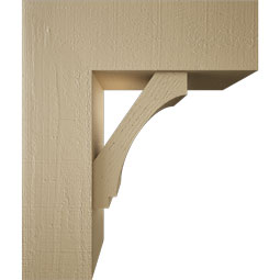Ekena Millwork - BKTUR0756X22X26IMP05RCPR - Timberthane Faux Wood Imperial Style Bracket w/ Offset Brace, Block Ends, 7 1/2"W x 22"D x 26"H, Primed Tan