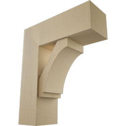 Ekena Millwork - BKTUR0756X22X26IMP05RCPR - Timberthane Faux Wood Imperial Style Bracket w/ Offset Brace, Block Ends, 7 1/2"W x 22"D x 26"H, Primed Tan