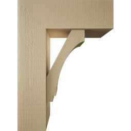 Ekena Millwork - BKTUR0756X22X30IMP05RCPR - Timberthane Faux Wood Imperial Style Bracket w/ Offset Brace, Block Ends, 7 1/2"W x 22"D x 30"H, Primed Tan