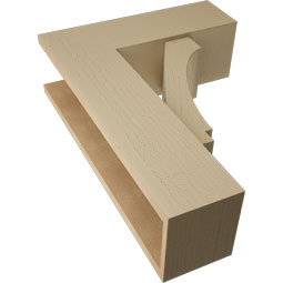 Ekena Millwork - BKTUR0756X22X30IMP05RCPR - Timberthane Faux Wood Imperial Style Bracket w/ Offset Brace, Block Ends, 7 1/2"W x 22"D x 30"H, Primed Tan