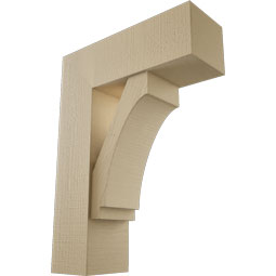 Ekena Millwork - BKTUR0756X22X30IMP05RCPR - Timberthane Faux Wood Imperial Style Bracket w/ Offset Brace, Block Ends, 7 1/2"W x 22"D x 30"H, Primed Tan