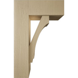 Ekena Millwork - BKTUR0756X22X34IMP05RCPR - Timberthane Faux Wood Imperial Style Bracket w/ Offset Brace, Block Ends, 7 1/2"W x 22"D x 34"H, Primed Tan