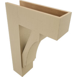 Ekena Millwork - BKTUR0756X22X34IMP05RCPR - Timberthane Faux Wood Imperial Style Bracket w/ Offset Brace, Block Ends, 7 1/2"W x 22"D x 34"H, Primed Tan