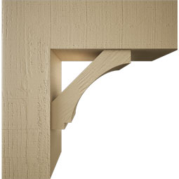 Ekena Millwork - BKTUR0756X24X24IMP05RCPR - Timberthane Faux Wood Imperial Style Bracket w/ Offset Brace, Block Ends, 7 1/2"W x 24"D x 24"H, Primed Tan