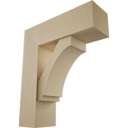 Ekena Millwork - BKTUR0756X24X28IMP05RCPR - Timberthane Faux Wood Imperial Style Bracket w/ Offset Brace, Block Ends, 7 1/2"W x 24"D x 28"H, Primed Tan