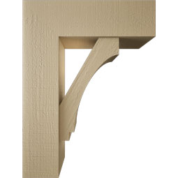 Ekena Millwork - BKTUR0756X24X32IMP05RCPR - Timberthane Faux Wood Imperial Style Bracket w/ Offset Brace, Block Ends, 7 1/2"W x 24"D x 32"H, Primed Tan