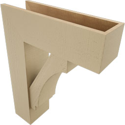 Ekena Millwork - BKTUR0756X24X32IMP05RCPR - Timberthane Faux Wood Imperial Style Bracket w/ Offset Brace, Block Ends, 7 1/2"W x 24"D x 32"H, Primed Tan