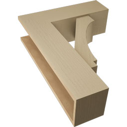 Ekena Millwork - BKTUR0756X24X32IMP05RCPR - Timberthane Faux Wood Imperial Style Bracket w/ Offset Brace, Block Ends, 7 1/2"W x 24"D x 32"H, Primed Tan