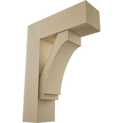 Ekena Millwork - BKTUR0756X24X32IMP05RCPR - Timberthane Faux Wood Imperial Style Bracket w/ Offset Brace, Block Ends, 7 1/2"W x 24"D x 32"H, Primed Tan