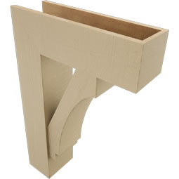 Ekena Millwork - BKTUR0756X24X36IMP05RCPR - Timberthane Faux Wood Imperial Style Bracket w/ Offset Brace, Block Ends, 7 1/2"W x 24"D x 36"H, Primed Tan