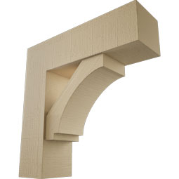 Ekena Millwork - BKTUR0756X26X26IMP05RCPR - Timberthane Faux Wood Imperial Style Bracket w/ Offset Brace, Block Ends, 7 1/2"W x 26"D x 26"H, Primed Tan