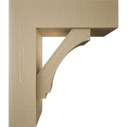Ekena Millwork - BKTUR0756X26X30IMP05RCPR - Timberthane Faux Wood Imperial Style Bracket w/ Offset Brace, Block Ends, 7 1/2"W x 26"D x 30"H, Primed Tan