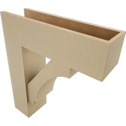 Ekena Millwork - BKTUR0756X26X30IMP05RCPR - Timberthane Faux Wood Imperial Style Bracket w/ Offset Brace, Block Ends, 7 1/2"W x 26"D x 30"H, Primed Tan