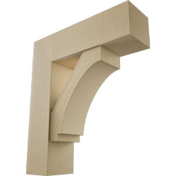 Ekena Millwork - BKTUR0756X26X30IMP05RCPR - Timberthane Faux Wood Imperial Style Bracket w/ Offset Brace, Block Ends, 7 1/2"W x 26"D x 30"H, Primed Tan