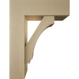 Ekena Millwork - BKTUR0756X26X34IMP05RCPR - Timberthane Faux Wood Imperial Style Bracket w/ Offset Brace, Block Ends, 7 1/2"W x 26"D x 34"H, Primed Tan