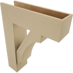 Ekena Millwork - BKTUR0756X26X34IMP05RCPR - Timberthane Faux Wood Imperial Style Bracket w/ Offset Brace, Block Ends, 7 1/2"W x 26"D x 34"H, Primed Tan