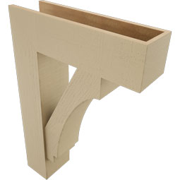 Ekena Millwork - BKTUR0756X26X38IMP05RCPR - Timberthane Faux Wood Imperial Style Bracket w/ Offset Brace, Block Ends, 7 1/2"W x 26"D x 38"H, Primed Tan