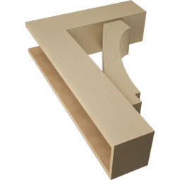 Ekena Millwork - BKTUR0756X26X38IMP05RCPR - Timberthane Faux Wood Imperial Style Bracket w/ Offset Brace, Block Ends, 7 1/2"W x 26"D x 38"H, Primed Tan