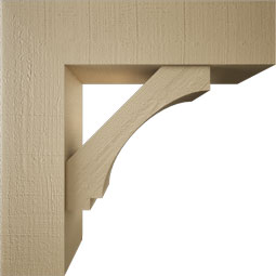 Ekena Millwork - BKTUR0756X28X28IMP05RCPR - Timberthane Faux Wood Imperial Style Bracket w/ Offset Brace, Block Ends, 7 1/2"W x 28"D x 28"H, Primed Tan
