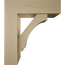 Ekena Millwork - BKTUR0756X28X32IMP05RCPR - Timberthane Faux Wood Imperial Style Bracket w/ Offset Brace, Block Ends, 7 1/2"W x 28"D x 32"H, Primed Tan