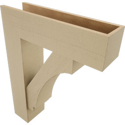 Ekena Millwork - BKTUR0756X28X36IMP05RCPR - Timberthane Faux Wood Imperial Style Bracket w/ Offset Brace, Block Ends, 7 1/2"W x 28"D x 36"H, Primed Tan