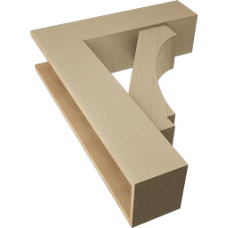 Ekena Millwork - BKTUR0756X28X36IMP05RCPR - Timberthane Faux Wood Imperial Style Bracket w/ Offset Brace, Block Ends, 7 1/2"W x 28"D x 36"H, Primed Tan