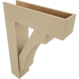 Ekena Millwork - BKTUR0756X28X40IMP05RCPR - Timberthane Faux Wood Imperial Style Bracket w/ Offset Brace, Block Ends, 7 1/2"W x 28"D x 40"H, Primed Tan