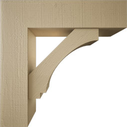 Ekena Millwork - BKTUR0756X30X30IMP05RCPR - Timberthane Faux Wood Imperial Style Bracket w/ Offset Brace, Block Ends, 7 1/2"W x 30"D x 30"H, Primed Tan