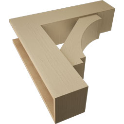 Ekena Millwork - BKTUR0756X30X30IMP05RCPR - Timberthane Faux Wood Imperial Style Bracket w/ Offset Brace, Block Ends, 7 1/2"W x 30"D x 30"H, Primed Tan