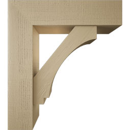 Ekena Millwork - BKTUR0756X30X34IMP05RCPR - Timberthane Faux Wood Imperial Style Bracket w/ Offset Brace, Block Ends, 7 1/2"W x 30"D x 34"H, Primed Tan