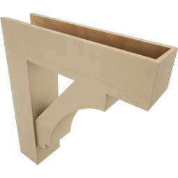Ekena Millwork - BKTUR0756X30X34IMP05RCPR - Timberthane Faux Wood Imperial Style Bracket w/ Offset Brace, Block Ends, 7 1/2"W x 30"D x 34"H, Primed Tan