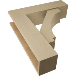 Ekena Millwork - BKTUR0756X30X34IMP05RCPR - Timberthane Faux Wood Imperial Style Bracket w/ Offset Brace, Block Ends, 7 1/2"W x 30"D x 34"H, Primed Tan