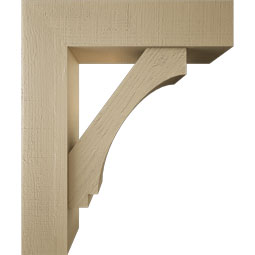 Ekena Millwork - BKTUR0756X30X36IMP05RCPR - Timberthane Faux Wood Imperial Style Bracket w/ Offset Brace, Block Ends, 7 1/2"W x 30"D x 36"H, Primed Tan