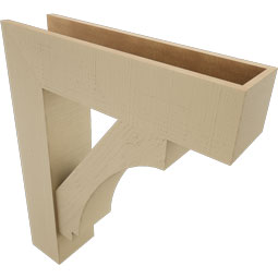 Ekena Millwork - BKTUR0756X30X36IMP05RCPR - Timberthane Faux Wood Imperial Style Bracket w/ Offset Brace, Block Ends, 7 1/2"W x 30"D x 36"H, Primed Tan
