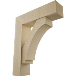 Ekena Millwork - BKTUR0756X30X36IMP05RCPR - Timberthane Faux Wood Imperial Style Bracket w/ Offset Brace, Block Ends, 7 1/2"W x 30"D x 36"H, Primed Tan