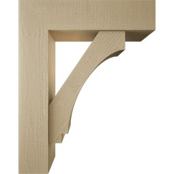 Ekena Millwork - BKTUR0756X30X38IMP05RCPR - Timberthane Faux Wood Imperial Style Bracket w/ Offset Brace, Block Ends, 7 1/2"W x 30"D x 38"H, Primed Tan