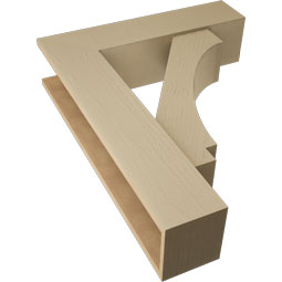 Ekena Millwork - BKTUR0756X30X38IMP05RCPR - Timberthane Faux Wood Imperial Style Bracket w/ Offset Brace, Block Ends, 7 1/2"W x 30"D x 38"H, Primed Tan