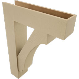Ekena Millwork - BKTUR0756X30X42IMP05RCPR - Timberthane Faux Wood Imperial Style Bracket w/ Offset Brace, Block Ends, 7 1/2"W x 30"D x 42"H, Primed Tan