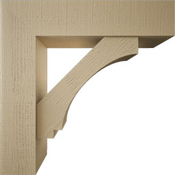 Ekena Millwork - BKTUR0756X32X32IMP05RCPR - Timberthane Faux Wood Imperial Style Bracket w/ Offset Brace, Block Ends, 7 1/2"W x 32"D x 32"H, Primed Tan