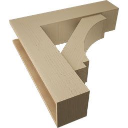 Ekena Millwork - BKTUR0756X32X32IMP05RCPR - Timberthane Faux Wood Imperial Style Bracket w/ Offset Brace, Block Ends, 7 1/2"W x 32"D x 32"H, Primed Tan