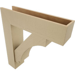 Ekena Millwork - BKTUR0756X32X36IMP05RCPR - Timberthane Faux Wood Imperial Style Bracket w/ Offset Brace, Block Ends, 7 1/2"W x 32"D x 36"H, Primed Tan