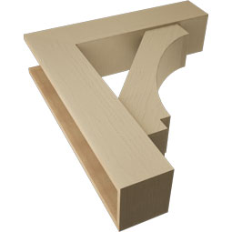 Ekena Millwork - BKTUR0756X32X36IMP05RCPR - Timberthane Faux Wood Imperial Style Bracket w/ Offset Brace, Block Ends, 7 1/2"W x 32"D x 36"H, Primed Tan
