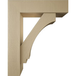 Ekena Millwork - BKTUR0756X32X40IMP05RCPR - Timberthane Faux Wood Imperial Style Bracket w/ Offset Brace, Block Ends, 7 1/2"W x 32"D x 40"H, Primed Tan