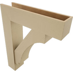 Ekena Millwork - BKTUR0756X32X40IMP05RCPR - Timberthane Faux Wood Imperial Style Bracket w/ Offset Brace, Block Ends, 7 1/2"W x 32"D x 40"H, Primed Tan